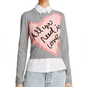 Alice + Olivia The Beatles All You Need Is Love Heart Sweater Small